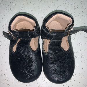 Black Leather T-Straps by Monkey Feet